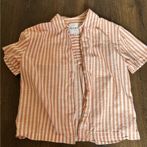 Olaria Women's Orange Striped Button Down Shirt